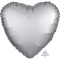 Фольгированное сердце Платиновый Сатин Люкс Hx