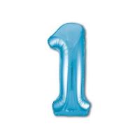 Фольгированная цифра 1 Голубой Slim