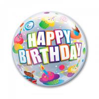 Шар bubble Разноцветные кексы Happy Birthday