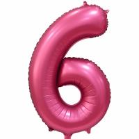 Шар цифра сатин 6 розовая