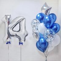Готовое решение из шаров на 14 лет Сапфир с серебром
