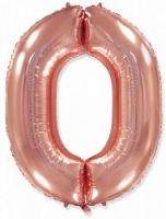 Шар Цифра 0 Розовое золото, 102 см