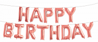 Шар Надпись из букв Happy Birthday, Розовое Золото, 41 см