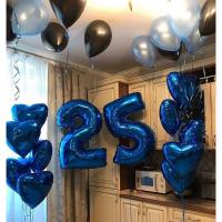 Шары для мужчины на 25 лет в синем цвете
