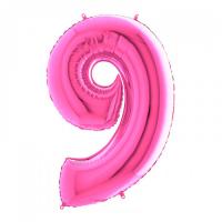 Фольгированная цифра 9 Розовая Pink