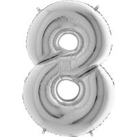 Фольгированный шар Цифра 8 (серебряная)