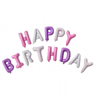 Надпись из воздушных шаров Happy Birthday нежная