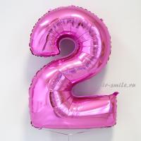 Фольгированная цифра 2 Розовая Pink