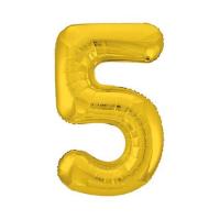 Фольгированная цифра 5 Золото Slim