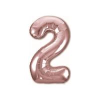 Фольгированная цифра 2 Розовое Золото Slim