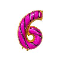 Фольгированная цифра 6 Пончик