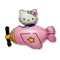 Шар фигура Hello Kitty самолет розовый