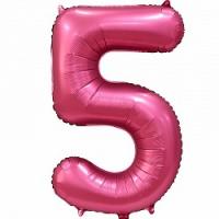 Шар цифра сатин 5 розовая