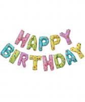 Надпись из воздушных шаров Happy Birthday сладкая радуга