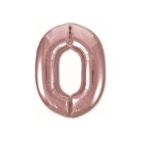 Фольгированная цифра 0 Розовое Золото Slim