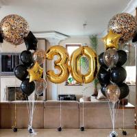 Комплект шаров золотой на 30-летие