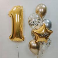 Шары в цвете золото на 1 годик