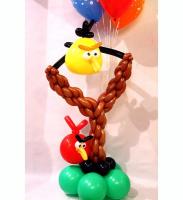 Композиция из шаров Angry birds с рогаткой (110 см)