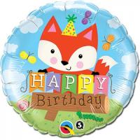 Воздушный фольгированный шар Happy Birthday Лисенок