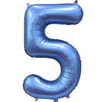 Шар цифра сатин 5 синяя