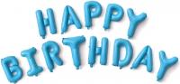 Набор шаров-букв Мини-Надпись Happy Birthday, Голубой
