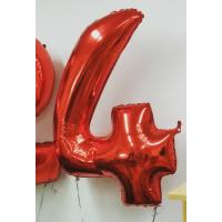 Фольгированная цифра 4 красного цвета