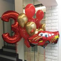 Набор шаров Тачки красные на 3 года