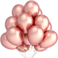 Облако из 25 воздушных шаров хром Розовое золото