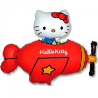 Воздушный шар Hello Kitty Котенок в самолёте, красный