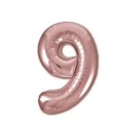 Фольгированная цифра 9 Розовое Золото Slim