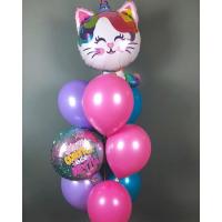 Фонтан шаров Мечты с котенком-Единорогом