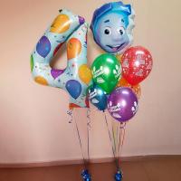 Комплект гелиевых шаров Фиксики с цифрой 4 и Ноликом