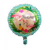 Шар круглый Фламинго Happy Birthday