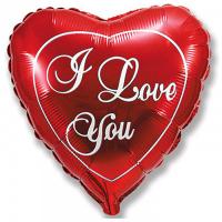 Фольгированный шар красное сердце I Love You