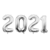 Цифры фольгированные 2021, серебряные (гелий)