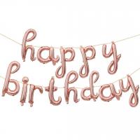 Набор шаров-букв Надпись Happy Birthday, розовое золото