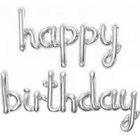 Фольгированная мини-надпись Happy Birthday Серебро