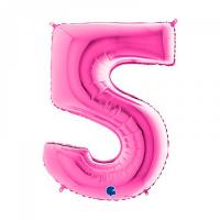 Фольгированная цифра 5 Розовая Pink