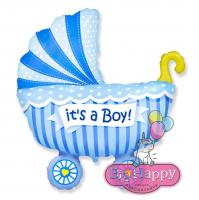 Фольгированный шар Коляска синяя Its a boy!