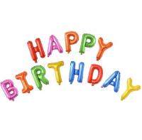 Надпись из воздушных шаров Happy Birthday разноцветные
