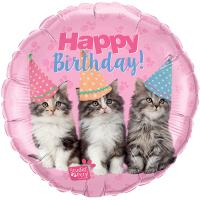 Фольгированный шар котики Happy Birthday