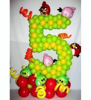 Цифра из шаров в стиле Angry birds (130 см)