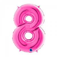 Фольгированная цифра 8 Розовая Pink
