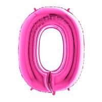 Фольгированная цифра 0 Розовая Pink