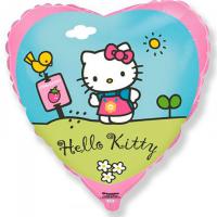 Воздушный шар Hello Kitty Сердце, Котенок в саду, Розовый