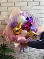 Крафтовый букет воздушных шаров Фламинго