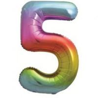 Фольгированная цифра 5 Яркая радуга, Градиент