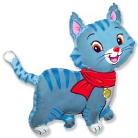 Фольгированный шар Милый котенок (голубой)