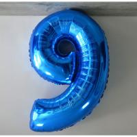 Фольгированная цифра 9 синего цвета