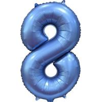 Шар цифра сатин 8 синяя